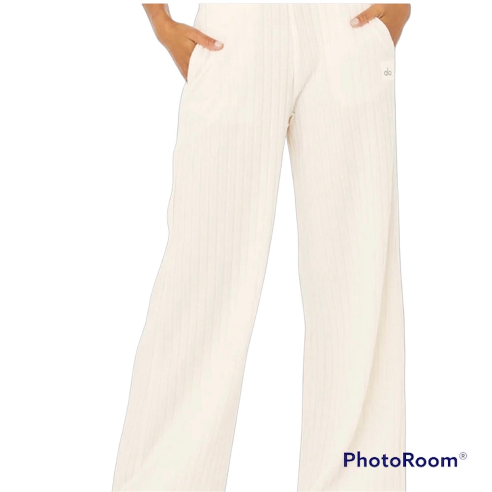 Ribbed Take Comfort Wide Leg  pant Ivory